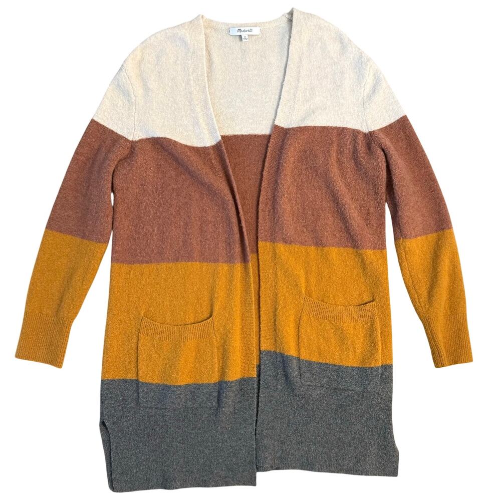 Madewell Kent Cardigan Sweater Wool Alpaca Colorblock Long Anthropologie XS